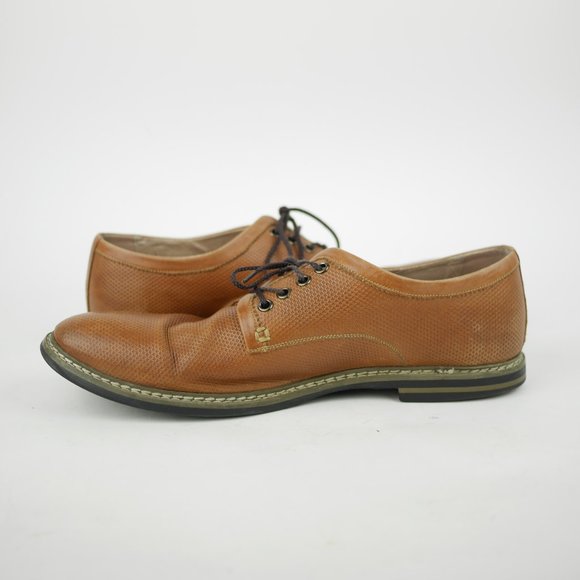 JOSEPH ABBOUD Men's 12 Brown pebbled embossed leather oxfords laced dress shoes - Picture 7 of 12